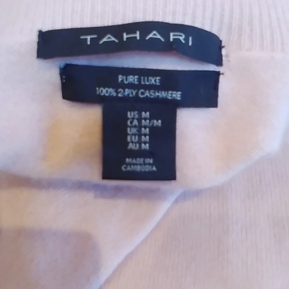 Luxe 100% Cashmere Women's Shell Pink Sweater Sz M - Picture 10 of 12